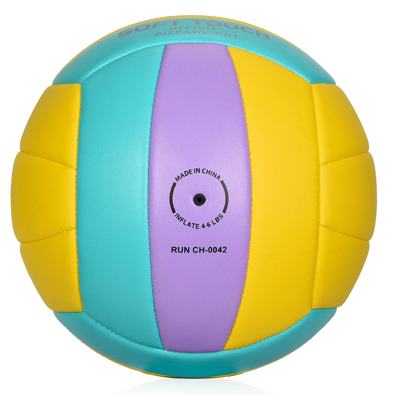 Beach Volleyball Official Size 5 - Runleaps Soft Waterproof Volleyball Sand Sports PU Ball for Indoor, Outdoor, Pool, Gym, Training Blue/Purple/Yellow - BeesActive Australia