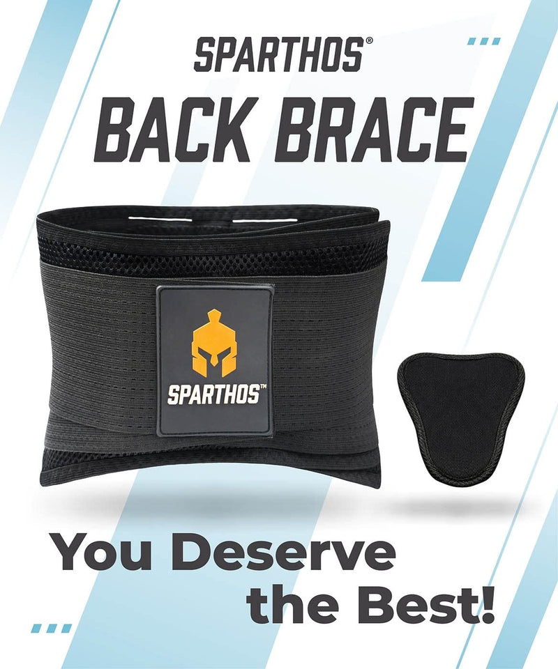 Back Brace by Sparthos - Immediate Relief for Back Pain, Herniated Disc, Sciatica, Scoliosis and More! - Breathable Mesh Design with Lumbar Pad - Adjustable Support Straps - Lower Back Belt [S] S: Belly: 66 - 97cm Black - BeesActive Australia
