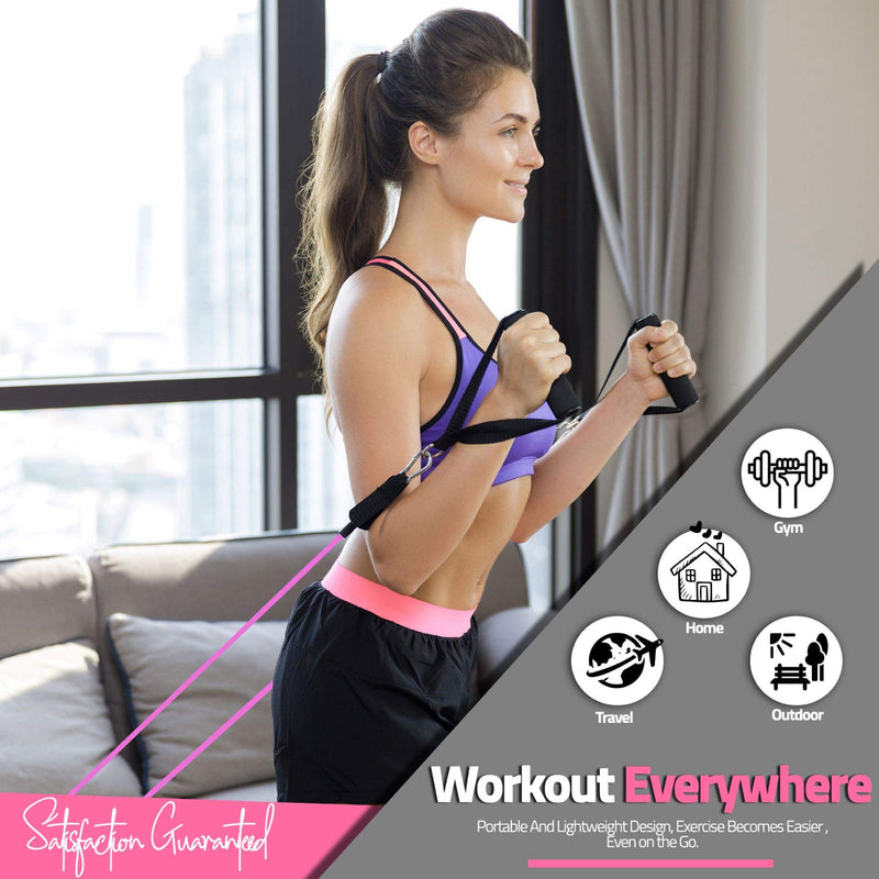 Resistance Bands with Handles - 11-Piece Workout Band Set for Women - Handles and Carrying Bag Included – Non-Slip Work Out Booty Bands - Heavy Duty Fitness Bands for Butt and Legs Exercise Pink 100lbs - BeesActive Australia