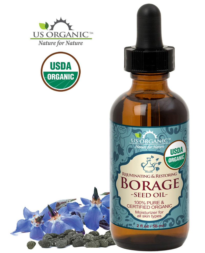 US Organic Borage seed Oil (18% GLA), USDA Certified Organic, 100% Pure & Natural, Cold Pressed, aka Starflower oil, in Amber Glass Bottle w/Glass Eye dropper for Easy Application (2 oz (56 ml)) 2 Fl Oz (Pack of 1) - BeesActive Australia
