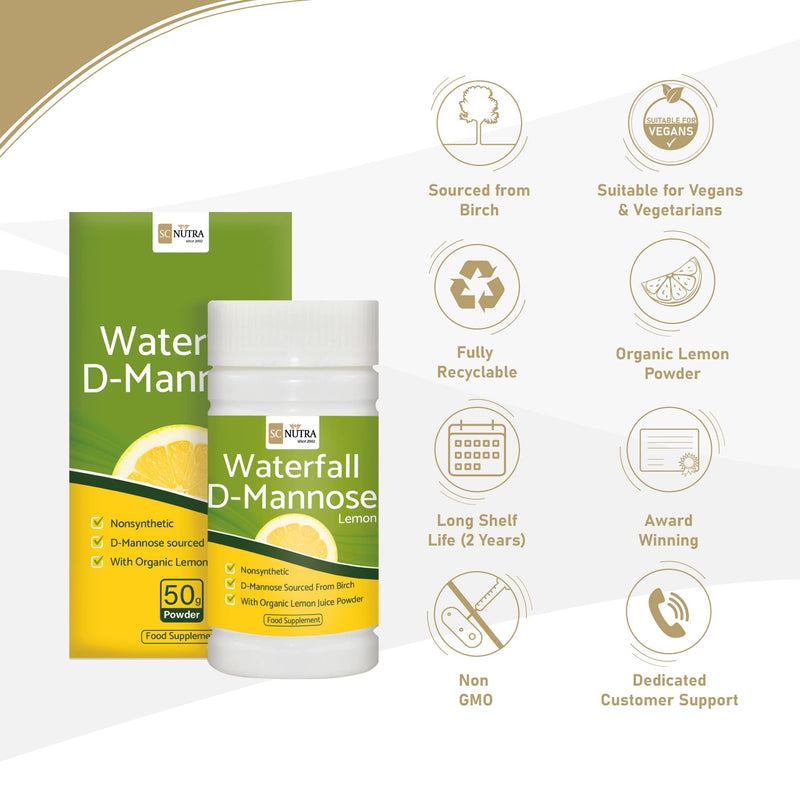D-Mannose & Organic Alkalising Lemon Juice Powder 50g - Great Tasting & Lemon Sherbert Flavour - SC Nutra (Sweet Cures) - BeesActive Australia