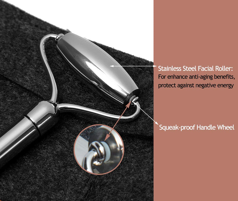 Face Roller and Gua Sha Set - Stainless steel Mini Eye Roller set, Face Massager for Wrinkles, Anti Aging Facial Roller - Authentic, Durable, Noiseless Design - BeesActive Australia