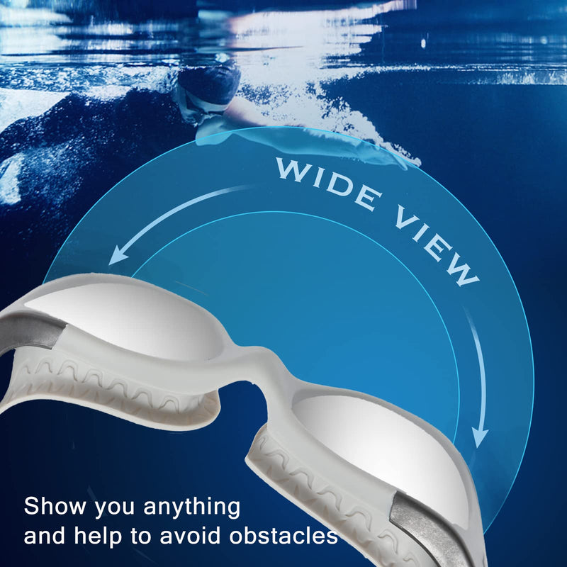 Swim Goggles - UV Polarized Swimming Goggles for Men Women Adults, Wide View and Adjustable, Anti-fog and No Leaking Grey - BeesActive Australia
