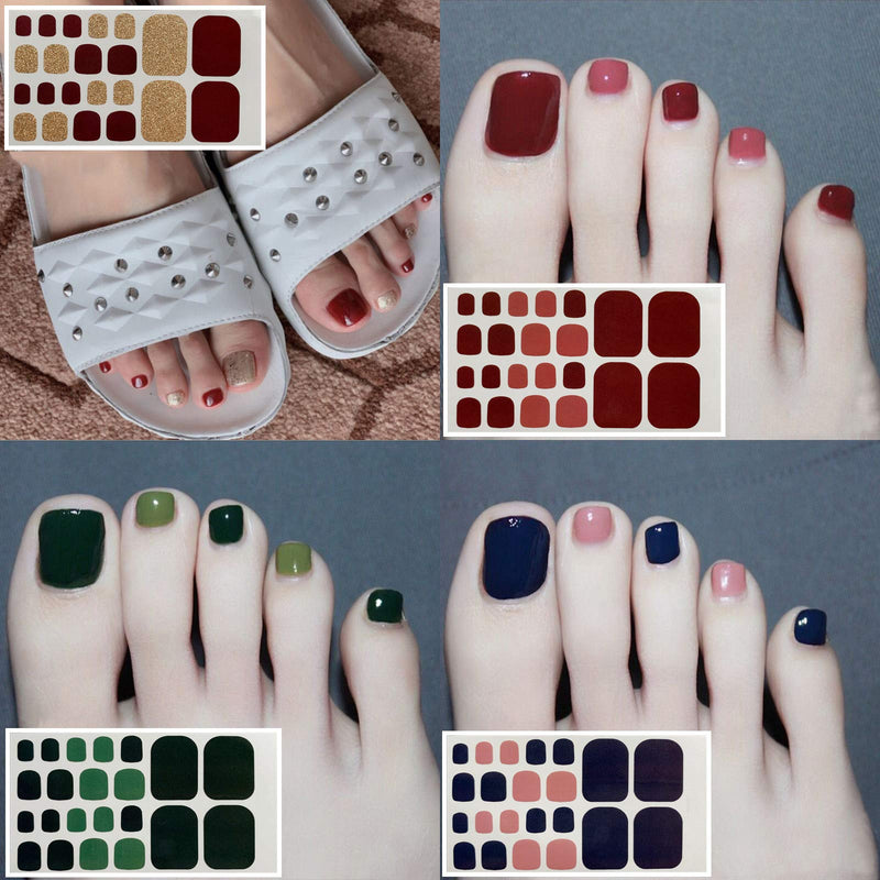 JERCLITY 20 Sheets Gel Toe Nail Polish Strips Stickers Nail Art for Girls Women with 1 Pc Nail File Stick On Nail Polish Decal Wraps Set KIT2 - BeesActive Australia