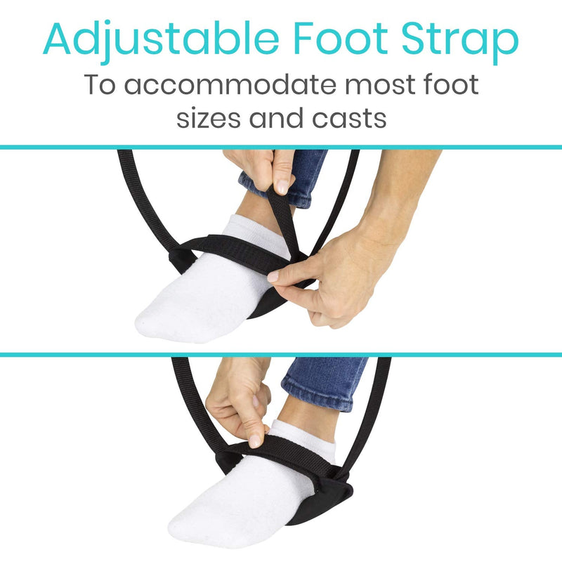 Vive Leg Lifter, Proflex Strap - Assist with Nylon Webbing for Recovery, Stretching - Feet Loop with Hand Grips - Lift and Stretch Foot, Calf - Rigid for Elderly, Handicapped, Injury, Car and Bed Black - BeesActive Australia