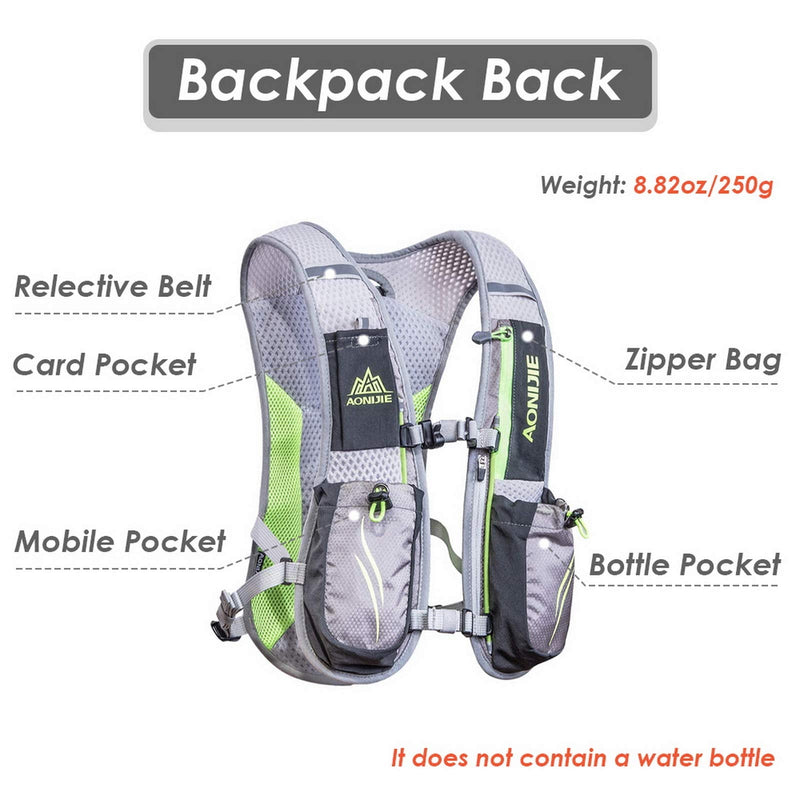 AONIJIE Hydration Backpack Vest, 5.5L Capacity, Multi-Pocket Design, Breathable and Lightweight, Pack for Outdoor Sports - Running, Cycling, Climbing and Hiking Gray - with a water bladder (1.5L) - BeesActive Australia