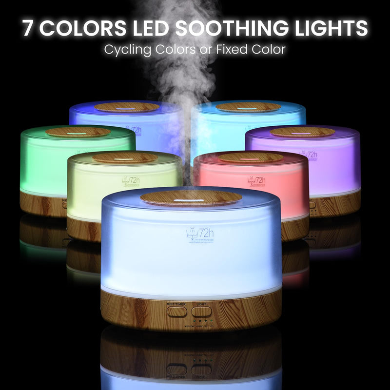 700ML Essential Oil Diffuser, Remote Control Aromatherapy Diffuser with 7 LED Light Colors, Adjustable Mist Mode and Waterless Auto-Off Oil Diffusers Humidifier, Diffusers for Home Bedroom Yoga Sleep Light Wood Grain With Remote Control - BeesActive Australia