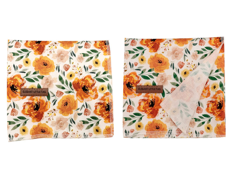 Elegant little tail Dog Bandanas - 1Pack Pet Gift Washable Dog Scarf Square Dog Bib Kerchief Scarf Adjustable Pet Bandana for Small Medium Large Dogs Orange Floral - BeesActive Australia