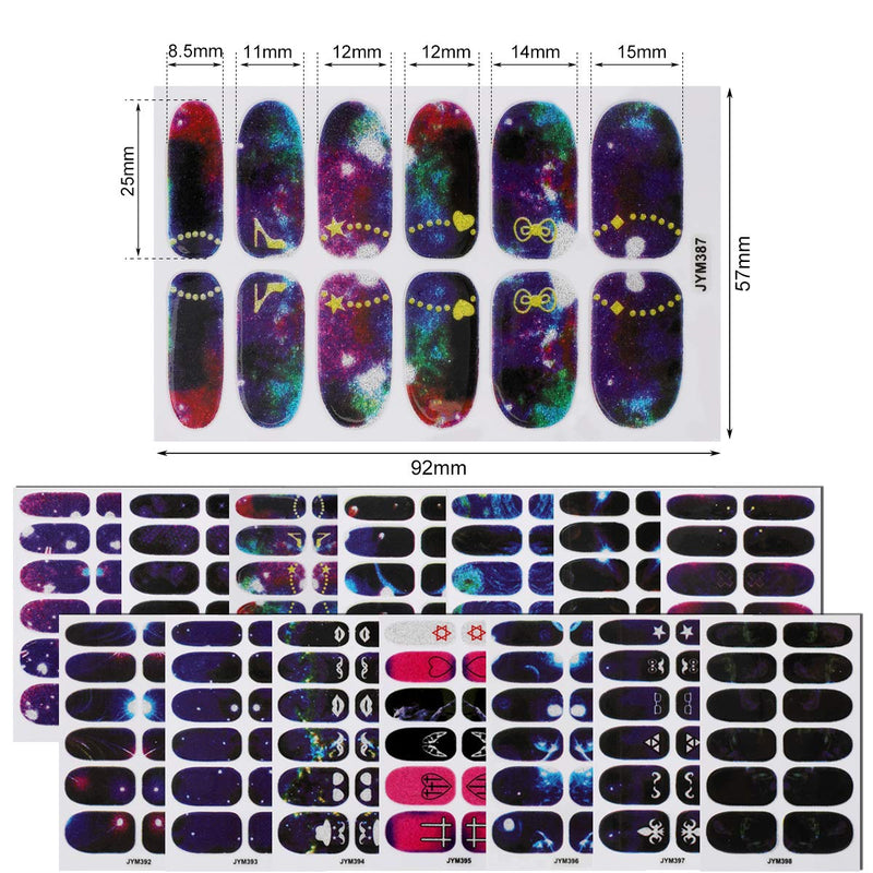 MWOOT Nail Art Wraps Sticker (14 Sheet), Self-Adhesive Nail Decals, Full Nails Wraps Foils for Nail Design Manicure, Nail Decoration Set -Night Sky Styles - BeesActive Australia