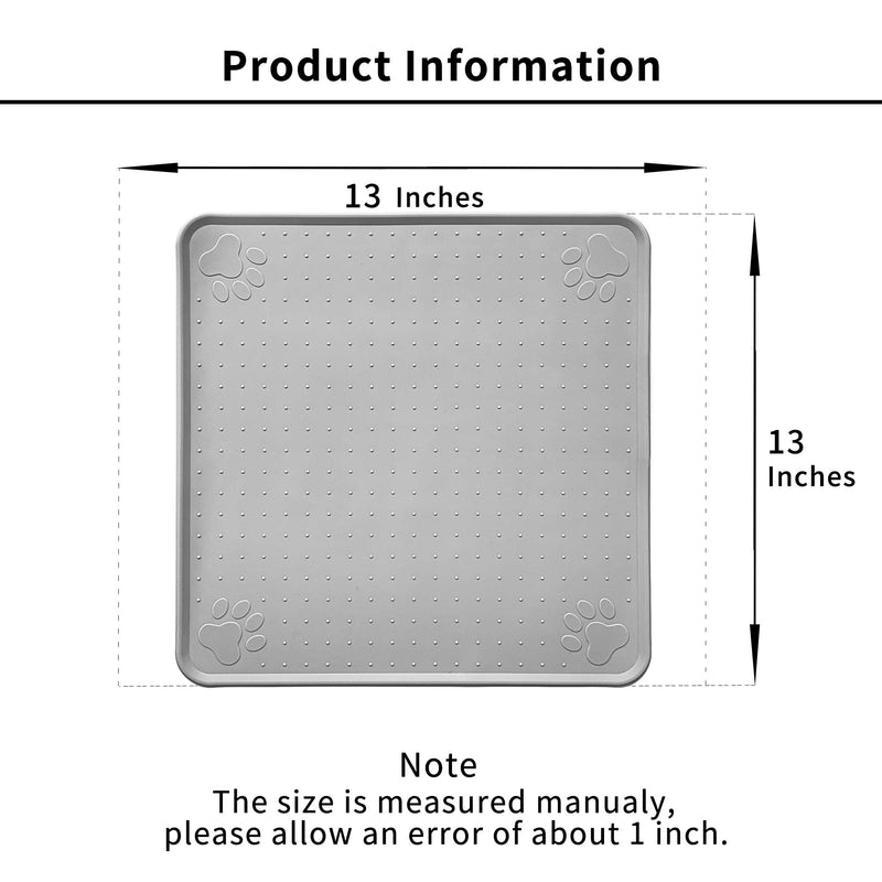 Ptlom Pet Placemat for Dog and Cat, Mat for Prevent Food and Water Overflow, Suitable for Medium and Small Pet,Silicone, 13" 13"… 13" * 13" Grey - BeesActive Australia