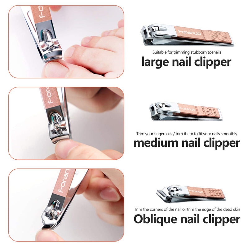 Nail Clippers, 3PCS Nail Kit & Manicure Set Professional, Manicure Kit with Fingernail Clippers, Sharp and Durable Nail Clipper Set for Podiatrist/Ingrown/Seniors with Metal Case (Pink) A-Pink - BeesActive Australia