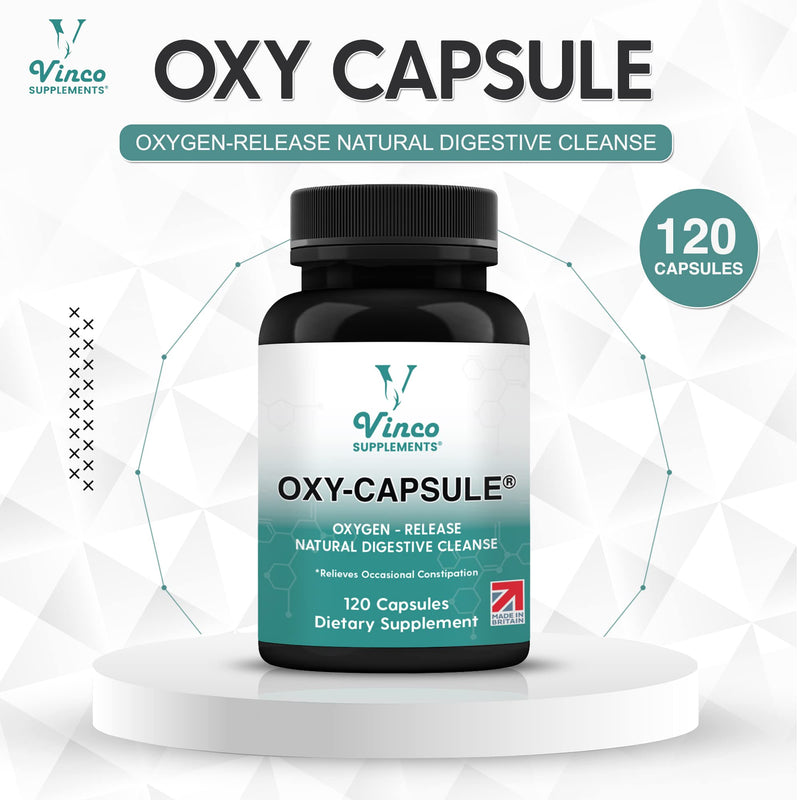 Vinco Supplements Oxy-Capsule Magnesium Compound - Vegan Oxygen Powder Natural Colon Cleanser - Gas Relief, Bloating Relief, Constipation Relief - Intestinal Cleanser for Adults - 120 Count - BeesActive Australia