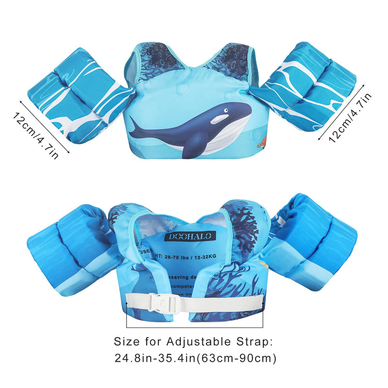 DOOHALO Kids Swim Floats for 28-70 Pounds Kid Arm Shoulder Float Vest Fit for 2 - 8 Years Older Boys Girls Toddler Baby Children Whale - BeesActive Australia