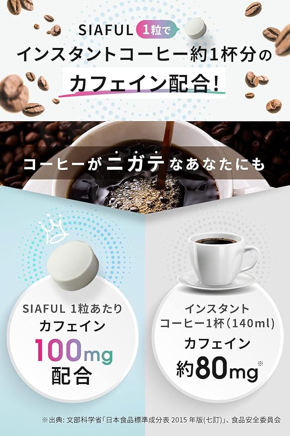 SIAFUL [Caffeine 1 tablet 100mg 1 bag 10,000mg] Domestic factory Arginine Carefully selected 9 types Total content 1 tablet 300mg Supplement tablet 100 tablets - BeesActive Australia