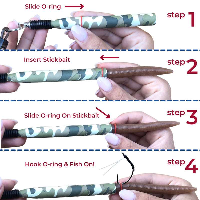 JIGITY - 2 Pack Wacky Rig Tool and O Rings (220 or 340pcs) | Blue + Camouflage Tools for Senkos Stick Bait Neko Ned Finesse Rigging Style Kit Bass Fishing Gear Aluminum Tube (NO Worms or Hooks) 2pk + 220 Black O-Rings - BeesActive Australia