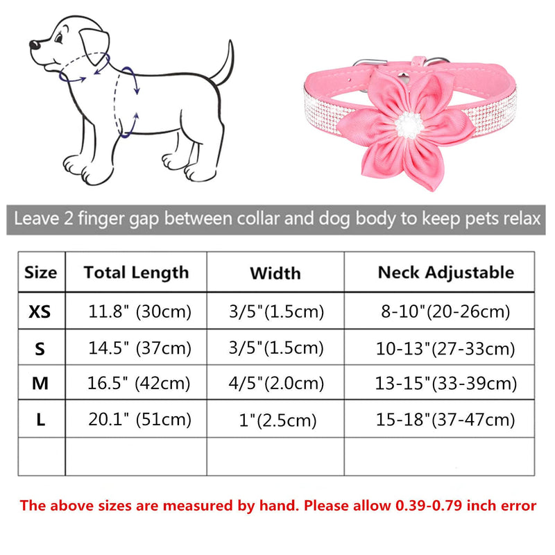 THAIN Rhinestones Bling Dog Cat Collars Diamond with Rhinestone Floral Decoration for Small Medium Large Dogs Pink - BeesActive Australia