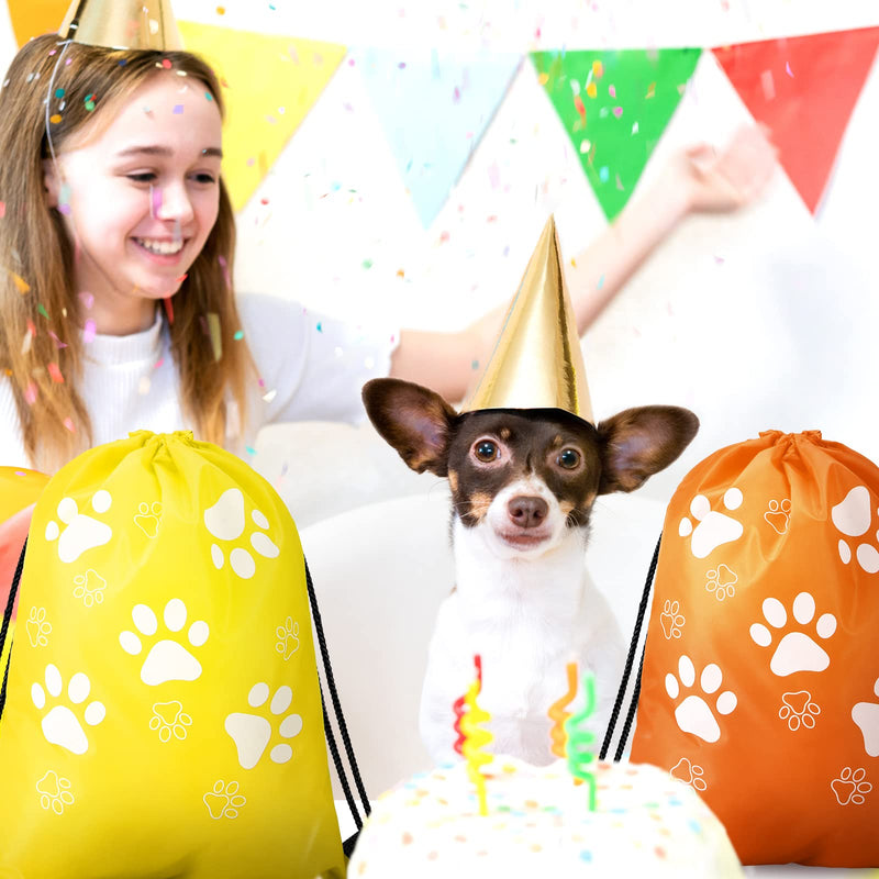 16 Pcs Paw Print Drawstring Backpack Reusable Paw Party Bags Draw String Bags Drawstring Cinch Bag Trick or Treat Cinch Bags Small Travel Drawstring Candy Goodies Bags Gift Bags for Party Favors - BeesActive Australia