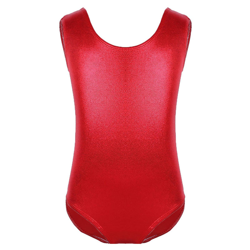 [AUSTRALIA] - iEFiEL Girls Sleeveless Solid Sparkle Ballet Dance Gymnastics Leotard Sportswear Athletic Jumpsuit Unitards 3-4 Red 