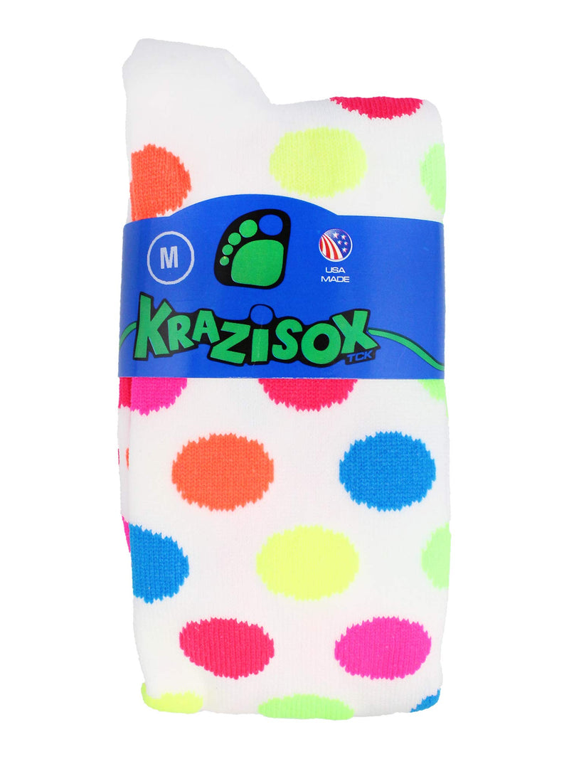[AUSTRALIA] - TCK Krazisox White with Neon Polka Dots Socks Small 