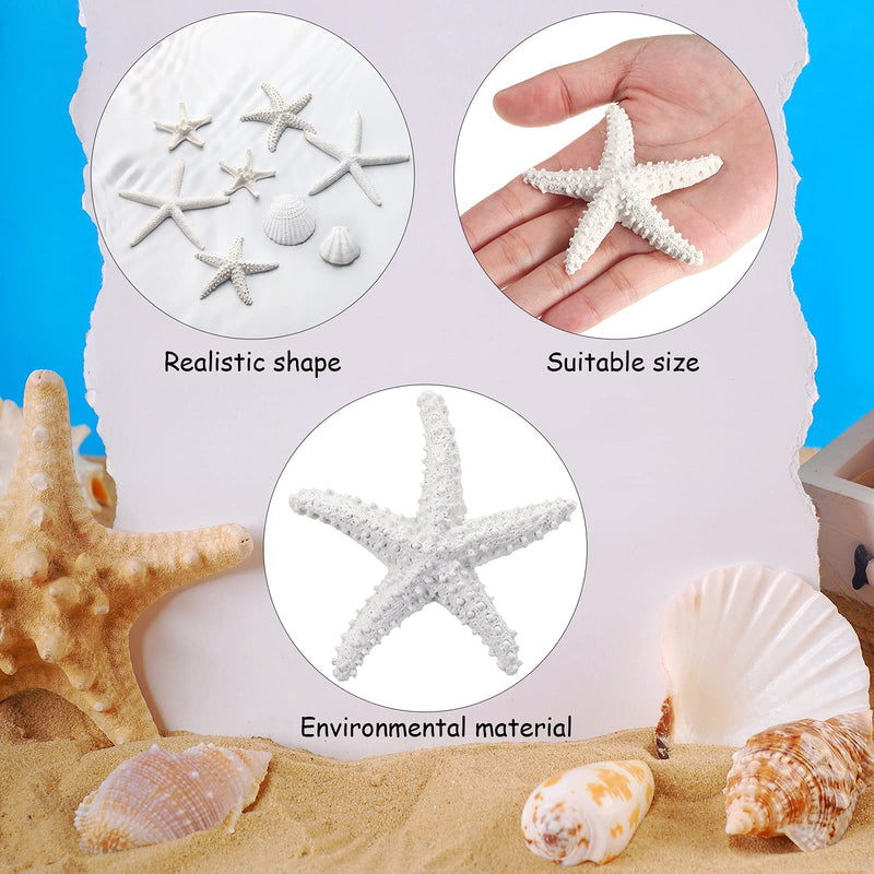 8 Pieces Sea Shells for Crafting Artificial Sea Shells Large Multi-Styles Resin White Seashell Decor for Aquarium Scallop Starfish Shells Ornaments White Shells for Fish Tank Home Decor - BeesActive Australia