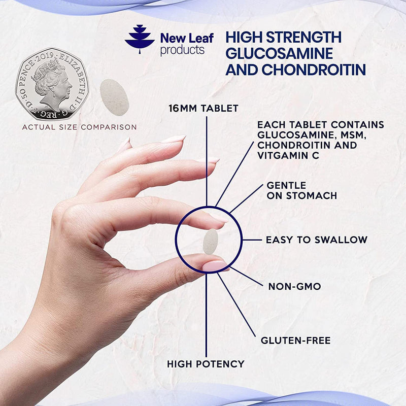 Glucosamine and Chondroitin High Strength - with MSM Extra Absorbency Enriched with Vitamin C, Glucosamine Sulphate Chondroitin Sulphate Gluten-Free, GMP, 365 Food Supplement Tablets 365 Count (Pack of 1) - BeesActive Australia
