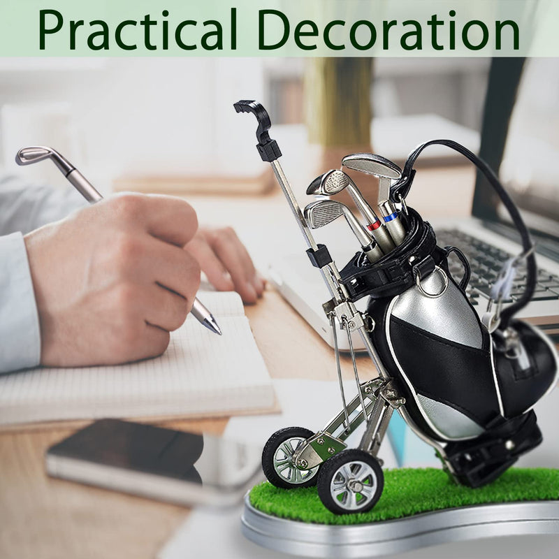 Jishi Golf Pen Holder Desk Golf Gifts for Men Unique Novelty Cool Office Desk Decor Gadgets, Mini Golf Pen Cup Holder Organizer, Golfer Gift Ideas for Boss Coworkers Dad Birthday Fun Stocking Stuffers Golf Bag w/Cart - BeesActive Australia