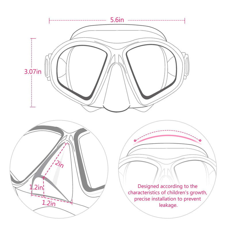 Supertrip Kids Swim Goggles, 2 Pack Swim Mask with Nose Cover, Tempered Glass Snorkel Diving Mask for Youth Boys Girls Age 6-14 pink+lake blue - BeesActive Australia