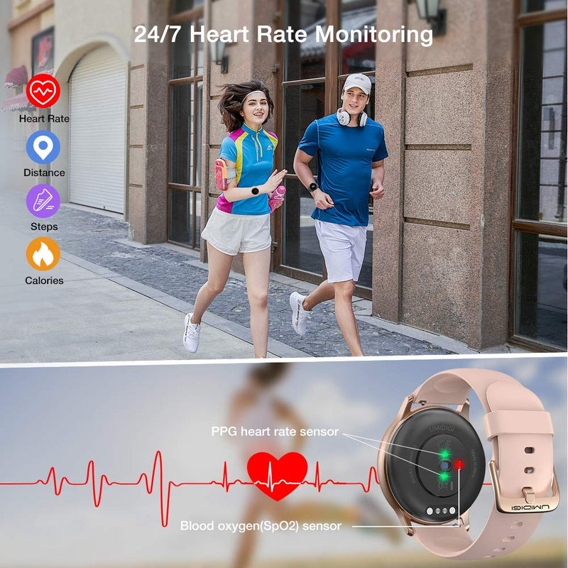 Smart Watch UMIDIGI Uwatch 3S, Fitness Tracker with Blood Oxygen Monitor and Heart Rate Monitor for Women Men. 5ATM Waterproof Activity Tracker with Compass for iPhone and Android. Rose Gold - BeesActive Australia