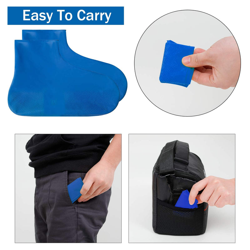 TCCFCCT Waterproof Shoe Covers, Reusable Silicone Shoe Protectors for Men, Women, Durable, Easy to Carry, Nonslip Rain Shoe Covers for Rain, Snow, Car Washing, Camping 2 Blue Medium - BeesActive Australia