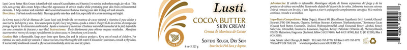 Lusti Cocoa Butter Skin Cream, 8 fl oz - Enriched with Vitamin E - Softens Rough & Dry Skin - Protect you Skin - BeesActive Australia