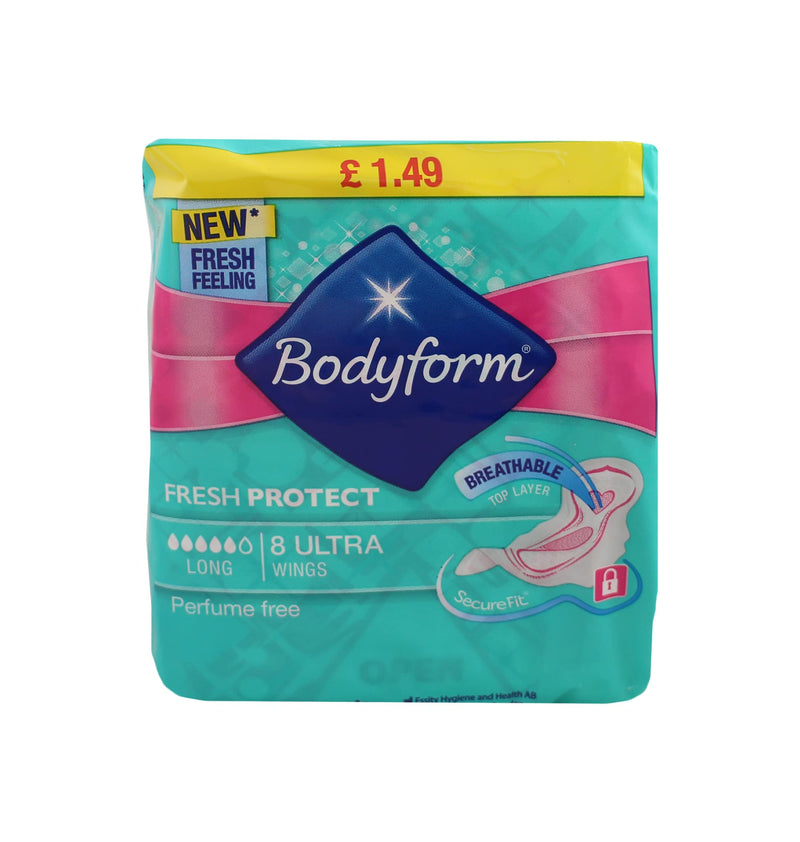 Bodyform Sanitary Towels -Total 32 Towels (Pack of 4, Ultra 8) 8 Count (Pack of 4) - BeesActive Australia