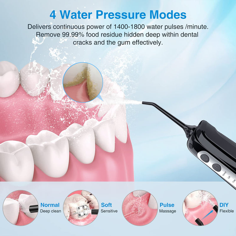Cordless Water Dental Flosser Teeth Cleaner, INSMART Professional 300ML Tank DIY Mode USB Rechargeable Dental Oral Irrigator for Home and Travel, IPX7 Waterproof 4 Modes Irrigate for Oral Care, Blue - BeesActive Australia