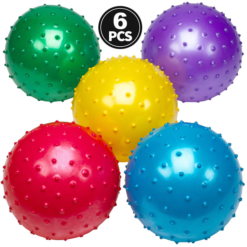 Knobby Balls - (Pack of 6) Bulk 7 Inch Sensory Balls and Spiky Massage Stress Balls, Fun Bouncy Ball Party Favors, Stocking Stuffers for Kids, Toddlers by Bedwina - BeesActive Australia