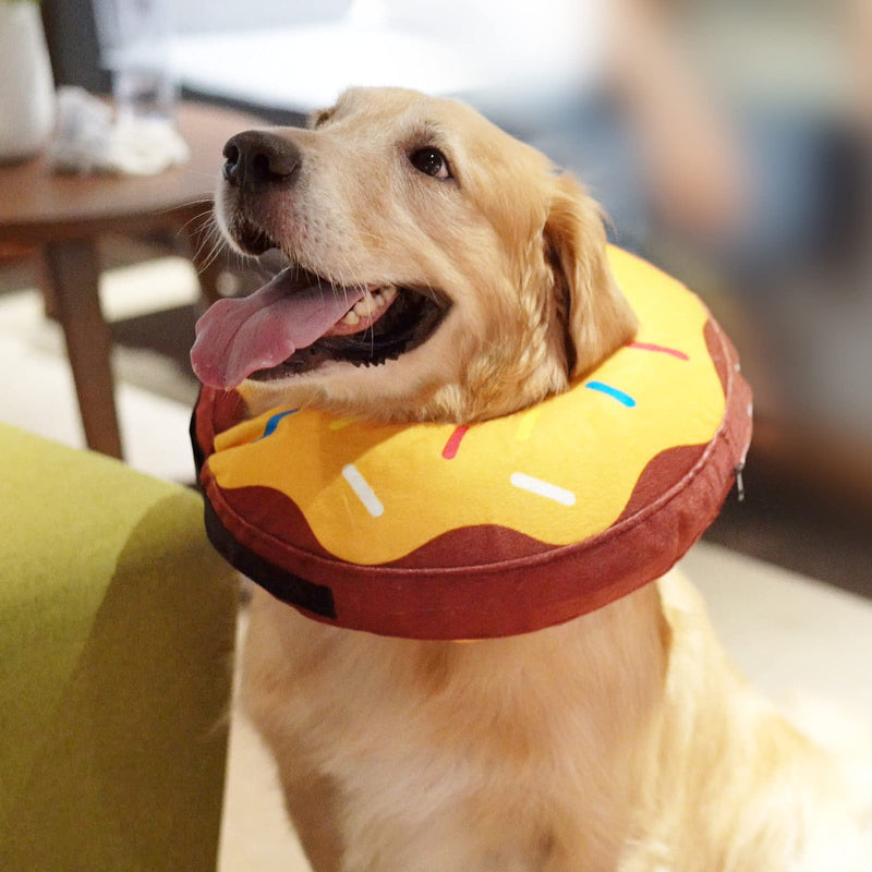 Protective Inflatable Collar for Dogs and Cats - Soft Recovery Pet Cone, E-Collar Does not Impede Vision Orange L(Neck:12-18") - BeesActive Australia