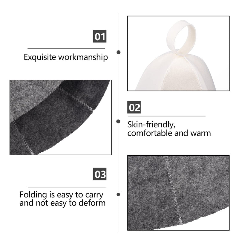 NAUZE 2Pcs Sauna Hair Felt Hat Sauna Accessories Shower Cap Hair Production Thermal Insulation Cap A Hat Used in The Sauna (Gray) Gray - BeesActive Australia