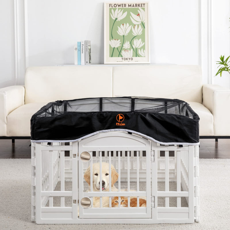 Dog Playpen Mesh Top Cover Pet Play Pen Cover-Keeps Pet Secure from UV Provides Shade Prevents Escape Pet Pen Cover Indoor Outdoor Black Fits 24 32 36 Inch Playpen-[PLAYPEN NOT Included!!!] 36 Inch 4 Panel Black - BeesActive Australia