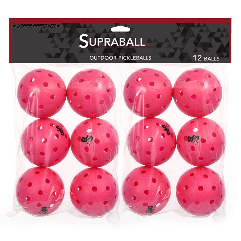 Pickle Balls 12 Pack | Pickleball Balls Outdoor | Pickle Balls | Supra-40 Outdoor Pickleball | Pending Approved for Tournament Play | Neon Pink | Hard Bounce - BeesActive Australia