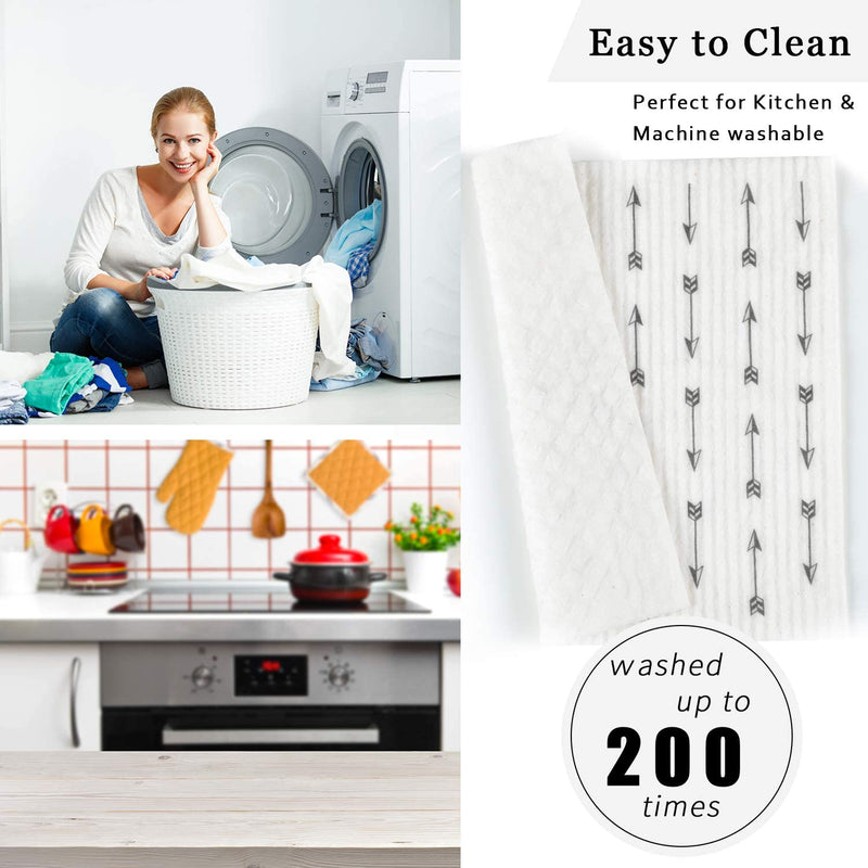 Boao 12 Pack Swedish Kitchen Dishcloths Absorbent Cellulose Sponge Cloth Reusable Cleaning Cloths No Odor Dish Towels for Kitchen, 6 Styles - BeesActive Australia