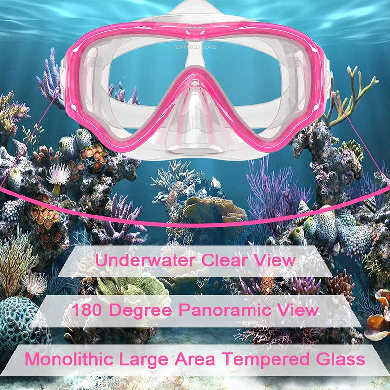 WACOOL Professional Adult (Sliver) and Kids (Pink) Snorkeling Set Swimming Gear Anti-Fog Coated Glass with Silicon Mouth Piece Purge Valve and Anti-Splash - BeesActive Australia