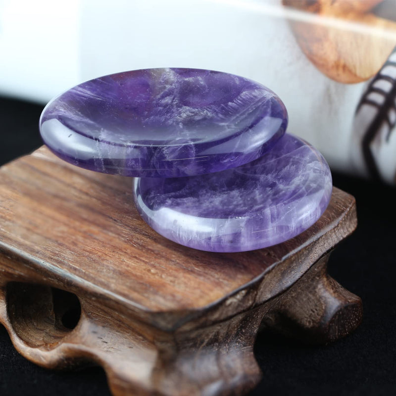 Ouubuuy Amethyst Thumb Worry Stone Healing Crystal Gemstone Pocket Palm Stone - Anxiety Stress Relieve - BeesActive Australia