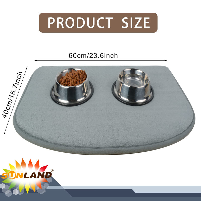 SUNLAND Dog Food Mat Ultra Water Absorbent Pet Feeding Mat Non-Slip Pet Bowl Mat for Dogs and Cats Light Grey - BeesActive Australia