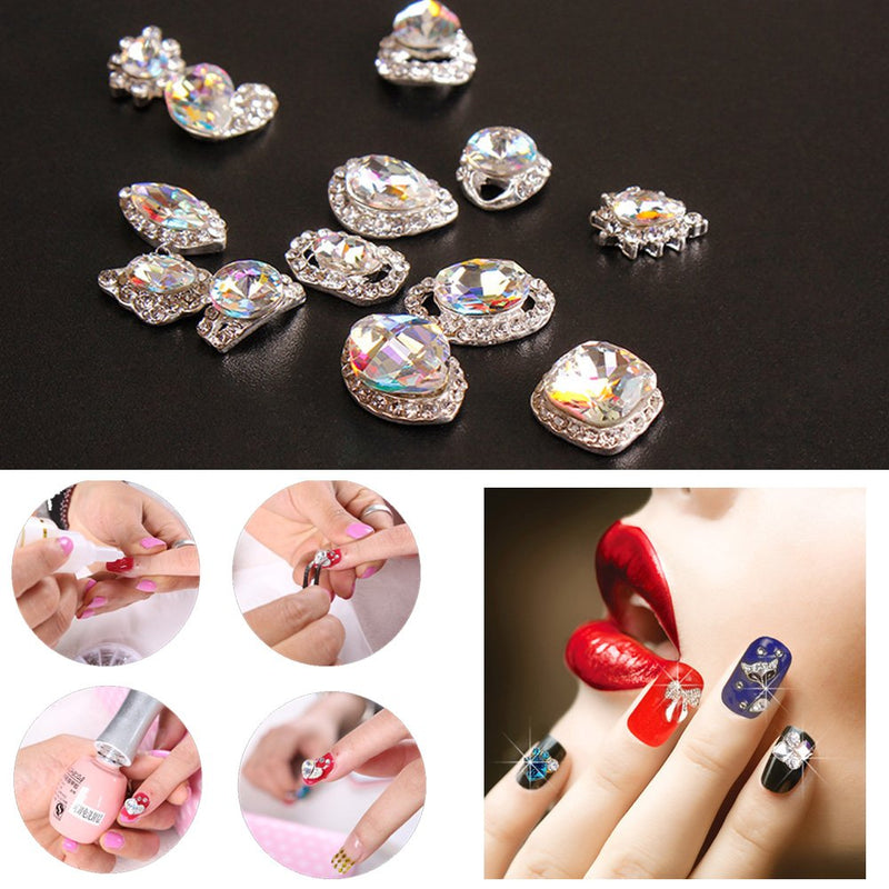 60Pcs 3D Luxury Clear Shining Diamond Rhinestone Alloy Nail Art Decorations Charming Fashionable DIY Distinctive Nail Art Work - BeesActive Australia