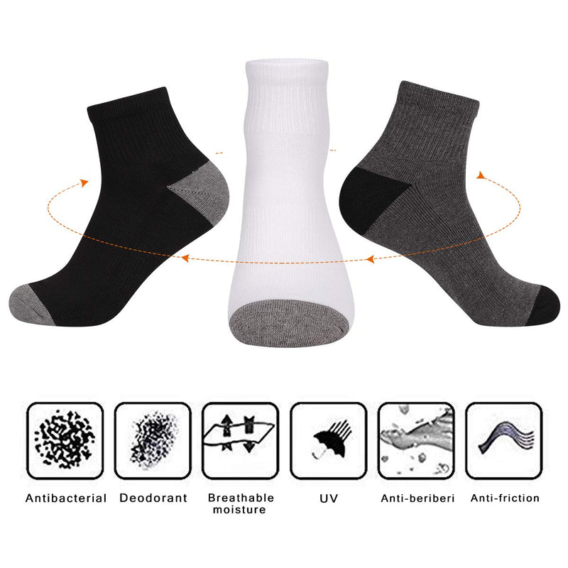 COOVAN 12 Pairs Mens Cushion Ankle Socks Men 12 Pack Low Cut Comfort Breathable Casual Socks Black-12 Pack - BeesActive Australia