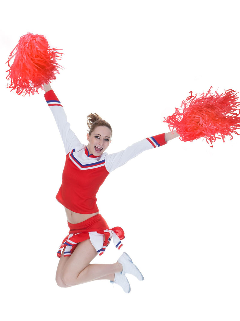[AUSTRALIA] - 2 Pairs Plastic Cheerleader Cheerleading Pom Poms for Party Costume Fancy Dress Dance and Sport Party Dance Red 