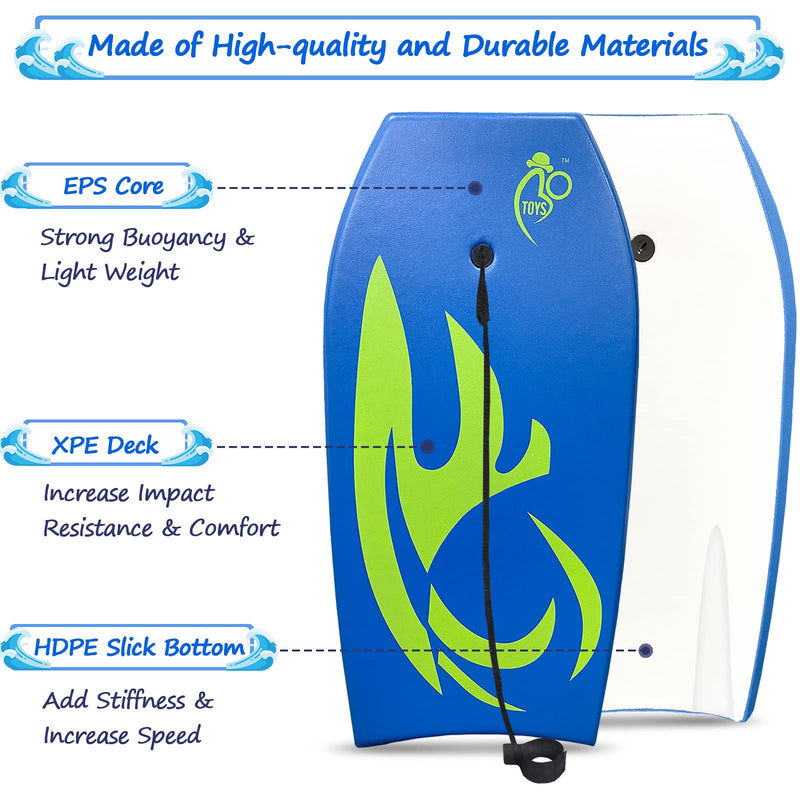 Bo-Toys Body Board Lightweight with EPS Core BLUE 33-INCH - BeesActive Australia