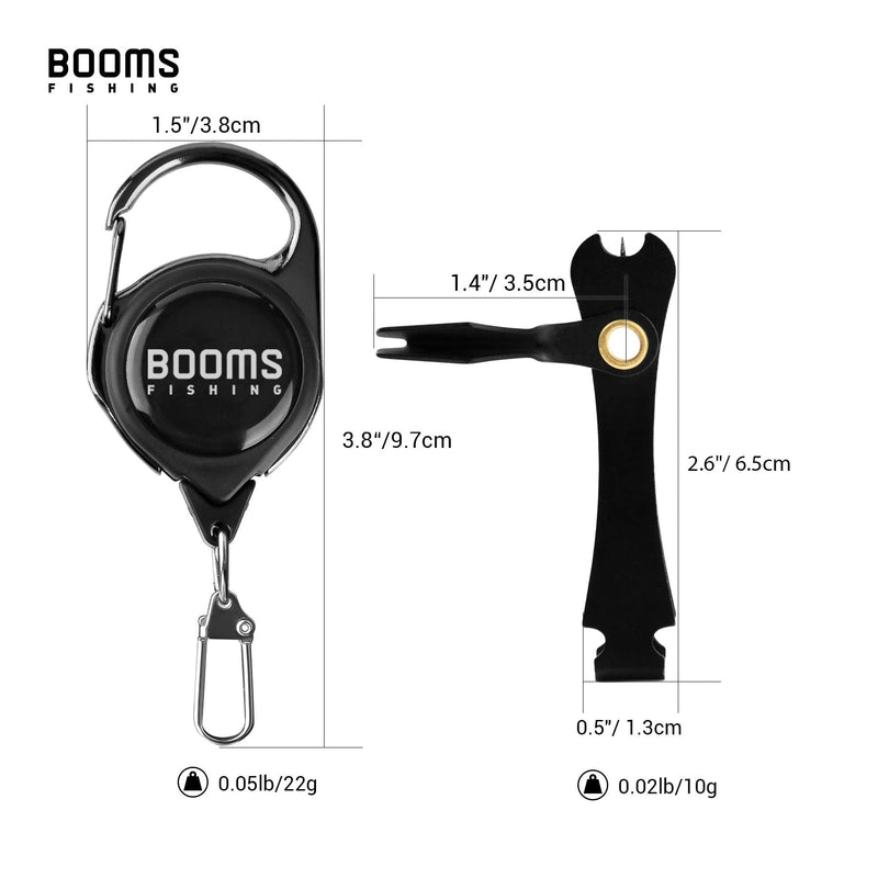 Booms Fishing FC2 Fishing Knot Tying Tool, Fly Fshing Line Cutter, Fishing Clippers with Retractor Black - BeesActive Australia