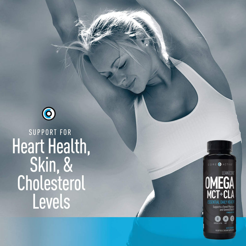 Lean CORE Omega MCT + CLA - Stimulant Free Health Formula, Lean Muscle & Toned Physique, Omega 3-6-9 Fatty Acids - Flaxseed Fish Oil- Coconut Oil- Keto Friendly 30 Day Supply (90 Softgels) - BeesActive Australia