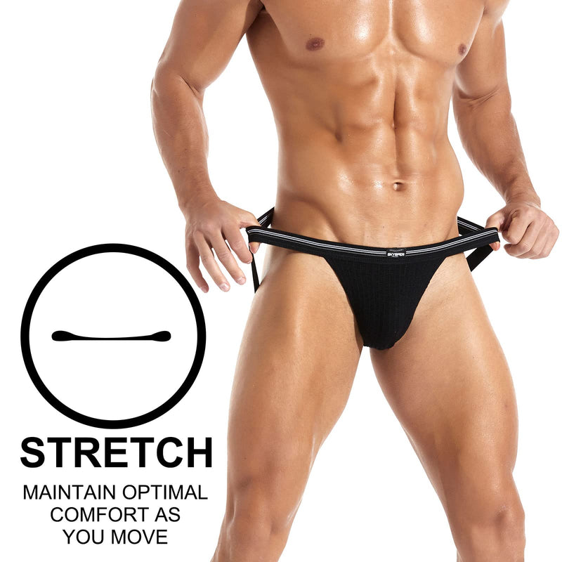 SKYSPER Jockstrap Athletic Supporters for Men Jock Strap Male Underwear Men's Thong Jockstrap Underwear Aq01-black Medium - BeesActive Australia