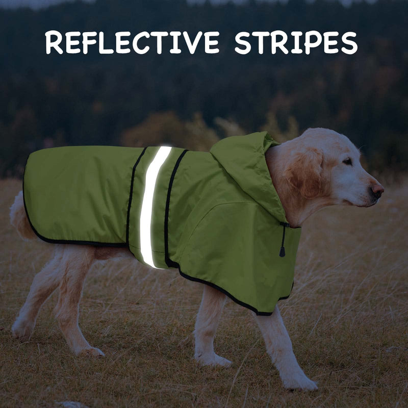 Dolitego Dog Raincoat - Reflective Dog Rain Coat, Waterproof Dog Jacket, Adjustable Dog Rain Jacket with Hoodie, Lightweight Dog Poncho Slicker for Small Medium Large Dogs Green - BeesActive Australia
