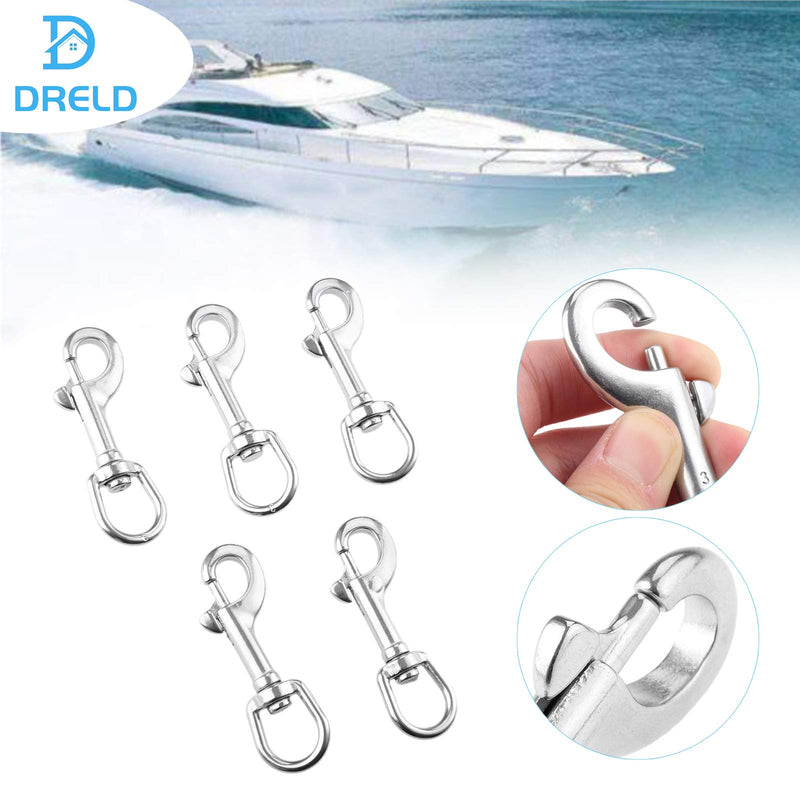 [AUSTRALIA] - Swivel Eye Bolt Snap Hook, Mount 316 Stainless Steel with Rubber Pad, Fit for Fishing Boat Canoe Accessories,Flagpole, pet leash, camera leash, key chain, tarpaulin cover, clothesline (Pack of 5) 